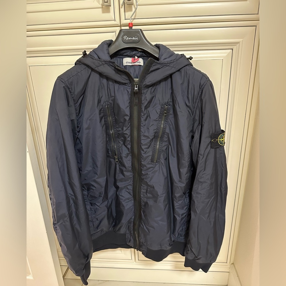 Stone Island Navy Hooded Jacket Men Size XL